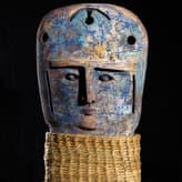 L'observateur De La Terre ,49x29x14cm,terre Cuite,cuisson Bois,tissue Phormium Tenax.