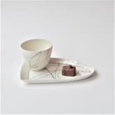 MS21-2 Parabel set S, porcelain, inlayed, Plate h.1,5x20,5x12cm, Cups h.7xd.8,5cm, TerraDelft 1