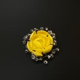 3 Yellow Blossom Brooch, 3x5x5 Cm, Terra Delft