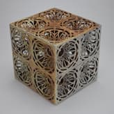2603 Eliza Au Lattice Cube, Soda Fired, 02