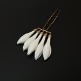 10 White Floral Hairpin, 12.5x5.5x1 Cm, Terra Delft