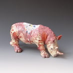 241011 Rhino Ceramic Glaze Gold, H.12x26x10cm Terra Delft 2