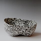 ME1803-Double-lobbed-object-2018-h.135x28x22cm-inlayed-porcelain-black-anthracite-grey-white-TerraDelft-1
