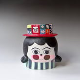 L L2504 Ms. Little Red Hat, H.21x20x18cm, Terra Delft, No.1