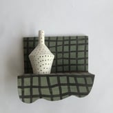 20 green and black gridded still life grès 27 x 13 x 28