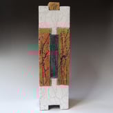 25 D4 Zomertuin Hoge Doos, H.52x14,5x14,5cm, Raku Keramiek Glas 1 Terra Delft