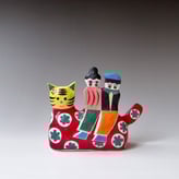 L L2509 a Tiger and Lover, H.16x20x7cm, Terra Delft, No.1