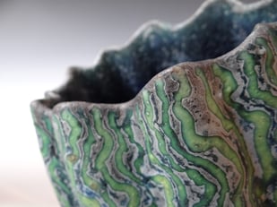 P B2508 Grey Green Medium Wavy Vessel, 2025, H.19x15x11cm., Stoneware, Terra Delft3
