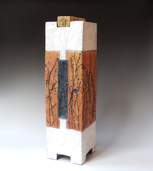 25 D4 Zomertuin Hoge Doos, H.52x14,5x14,5cm, Raku Keramiek Glas 2 Terra Delft