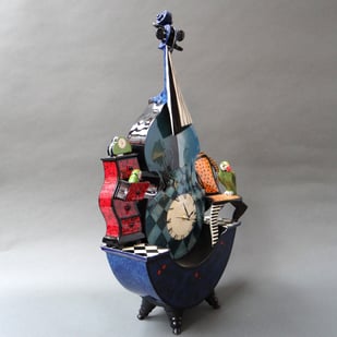 R E2505 Hidden Secrets   Viola Clock, H.57x35x13cm., Hand Decorated Glazed Earthenware, Terra Delft3
