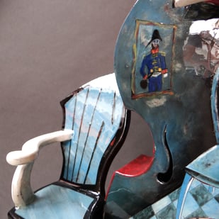 R E2502 Ghost in the Machine   Viola Clock, H.57x34x11cm., Hand Decorated Glazed Earthenware, Terra Delft4
