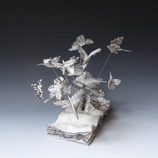 K M2501 Butterfly Book, 2025, 26x31x26cm, Porcelain Metal Wire, Terra Delft2