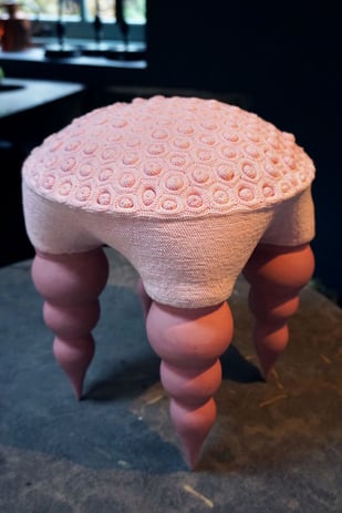 BvR22-02 Pink Lady, 2022, 31x26x26cm, porcelain-textile, KKD1