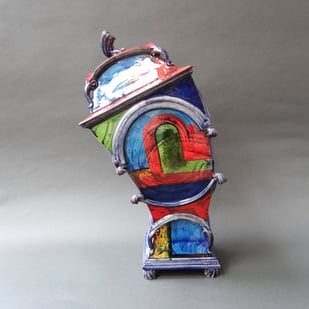 R E2503 Autumn Storm   Leaning Clock, H.46x24x19,5cm., Hand Decorated Glazed Earthenware, Terra Delft4
