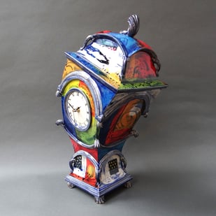 R E2503 Autumn Storm   Leaning Clock, H.46x24x19,5cm., Hand Decorated Glazed Earthenware, Terra Delft3