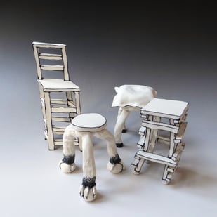 K M2514 Set Chair Maquettes, 2025, 4 Parts, Porcelain, Terra Delft