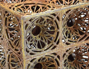 2603 Eliza Au Lattice Cube, Soda Fired, 03