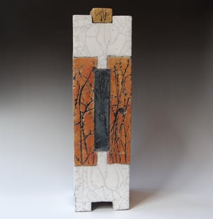 25 D4 Zomertuin Hoge Doos, H.52x14,5x14,5cm, Raku Keramiek Glas 1 Terra Delft