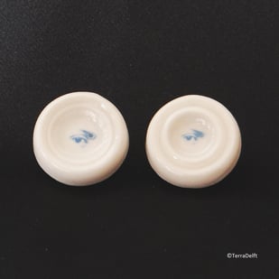 Willem set oorknoppen, JB-KzT, d.1,9cm, porselein-transfer-zilver, TerraDelft