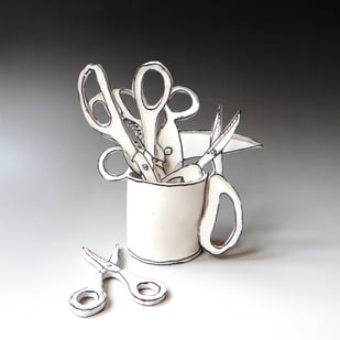 K M2510 Cup of 5 Scissors, 2025, Porcelain, Terra Delft2