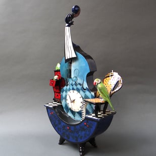 R E2505 Hidden Secrets   Viola Clock, H.57x35x13cm., Hand Decorated Glazed Earthenware, Terra Delft2