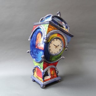 R E2503 Autumn Storm   Leaning Clock, H.46x24x19,5cm., Hand Decorated Glazed Earthenware, Terra Delft2