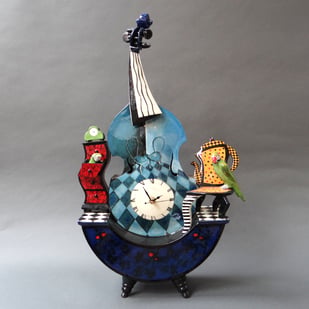 R E2505 Hidden Secrets   Viola Clock, H.57x35x13cm., Hand Decorated Glazed Earthenware, Terra Delft1