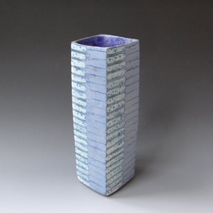 P B2509 Square Dark Blue Vessel, 2025, H.30x9x9cm., Stoneware, Terra Delft2