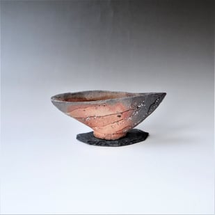 12 9 Mc W22#a B, Woodfired Stoneware Slate, H.8x18x4cm, Terra Delft