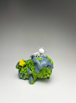 Plastic Disease I, 2022, Bone China, Glaze, Black Clay, 10 X 12 X 7 Cm, Photo by Alicia Cox 1.3