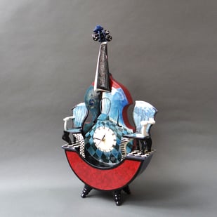 R E2502 Ghost in the Machine   Viola Clock, H.57x34x11cm., Hand Decorated Glazed Earthenware, Terra Delft2
