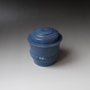 Z X1902 Dekselpot Blauw Goud, H.13xd.13cm, Terra Delft 2