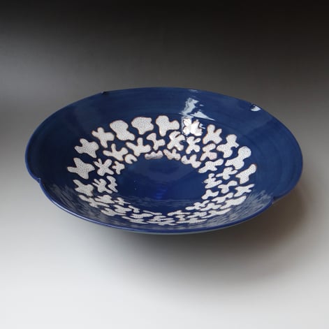 Z X2502 Schaal Blauw Wit Goud, H.10xd.35,5cm, Terra Delft 2