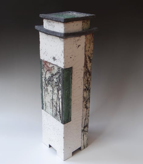 25 D5 Vlinderstruik Hoge Doos, H.54x15x15cm, Raku Keramiek Glas 3 Terra Delft