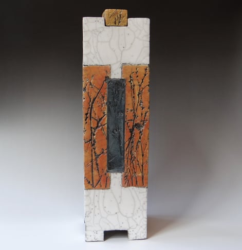 25 D4 Zomertuin Hoge Doos, H.52x14,5x14,5cm, Raku Keramiek Glas 1 Terra Delft