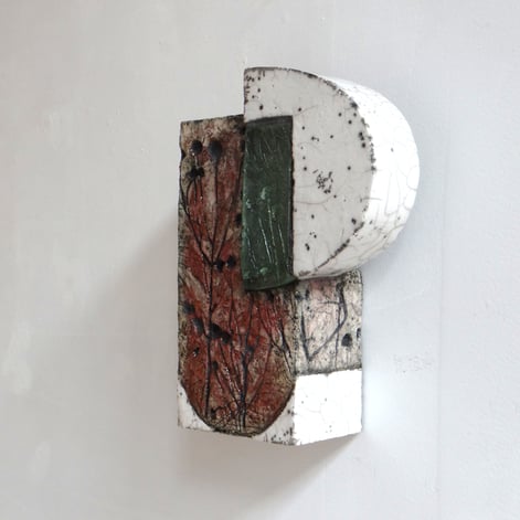 25 D1 Helenium Wand Doos, H.30x21,5x10cm, Raku Keramiek Glas 2 Terra Delft