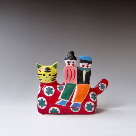 L L2509 a Tiger and Lover, H.16x20x7cm, Terra Delft, No.1