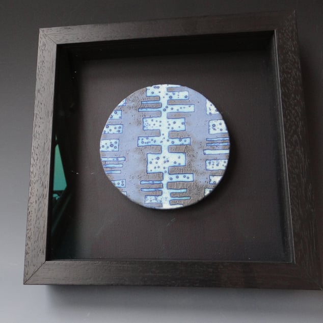 P B25 W3 Framed Dark Blue Disc, 2025, 27x27x5cm., Stoneware, Terra Delft2